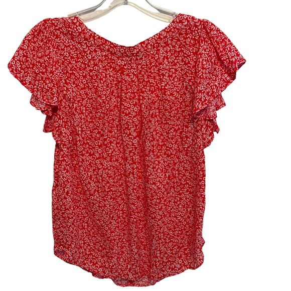 Draper James RSVP Smocked Top Womens Medium Red & White Floral Ditsy Cottagecore - Picture 4 of 8